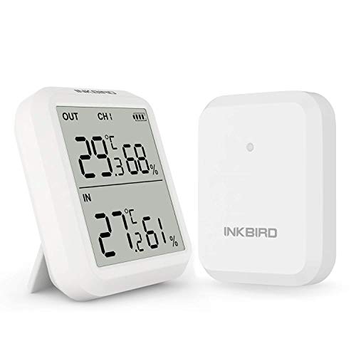 Inkbird 温度計 デジタル温湿度計 温度湿度計 室内室外 ワイヤレス 湿度計 高精度 LCD大画面 1センサー付き 最高最低温湿度値表示 置き掛け両用 温湿度管理 (ITH-20R)