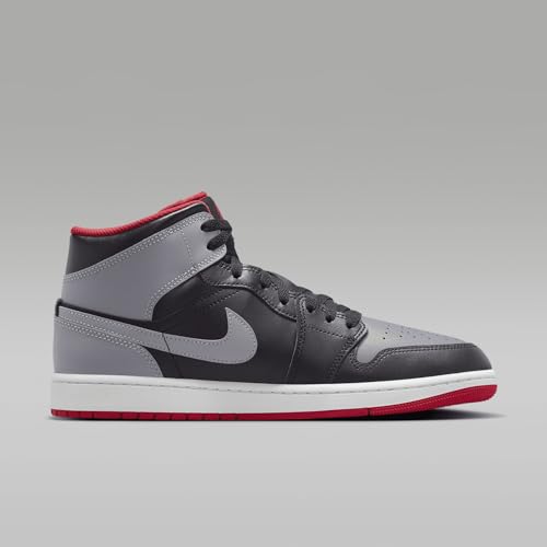 NIKE Air Jordan 1 Mid Men's Shoes (DQ8426-006, Black/Cement Grey-FIRE RED-White) Size 12.53