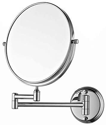 Miroir de maquillage pliant 8 pouces pour salle de bain avec support mural pivotant