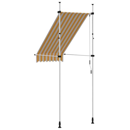 Auvent manuel rétractable 100 cm à rayures orange et blanches pour balcon