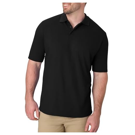 Hanes Men's Short Sleeve X-Temp W/ FreshIQ Polo, Black, 3X-Large