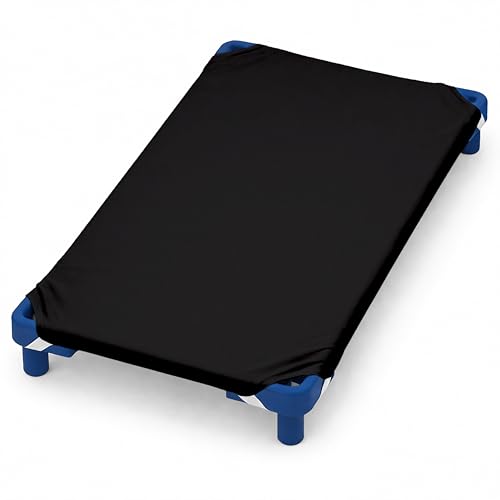 Image of Pack of 6 Cot Sheet for Daycare Preschool Cot Bed -Polyblend Fabric with Corner Elastic Cots Sheets Fits On 22 inch X 52 inch Inches Size Toddler and Preschool Daycare Cot Black 22 X 52 Size