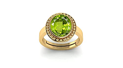 Pierre précieuse naturelle péridot A+ sertie sur bague d'exception