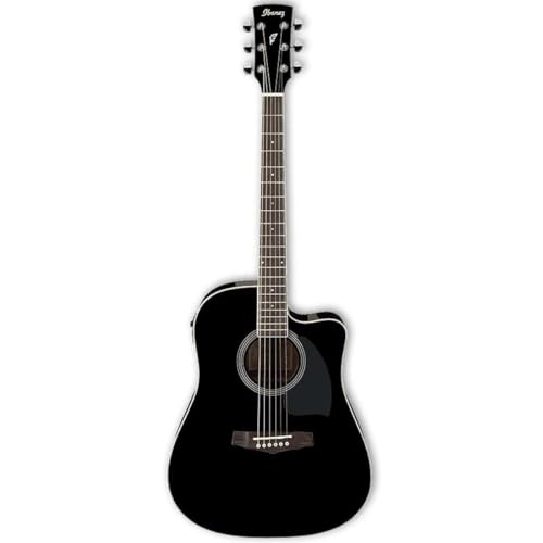Ibanez PF Series PF15ECE Dreadnought Cutaway Guitarra electroacústica, Negro satinado