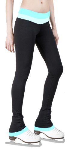 NY2 SPORTSWEAR Ice Figure Skating Dress Practice Pants 2-Tone Waistband Turquoise - Adult Large