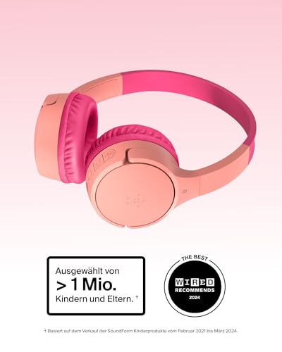Belkin SoundForm Mini Kinderkopfhörer – Rosa | 30 Std. Wiedergabe | Over-Ear | Unterricht & Ferien | Integriertes Mikrof