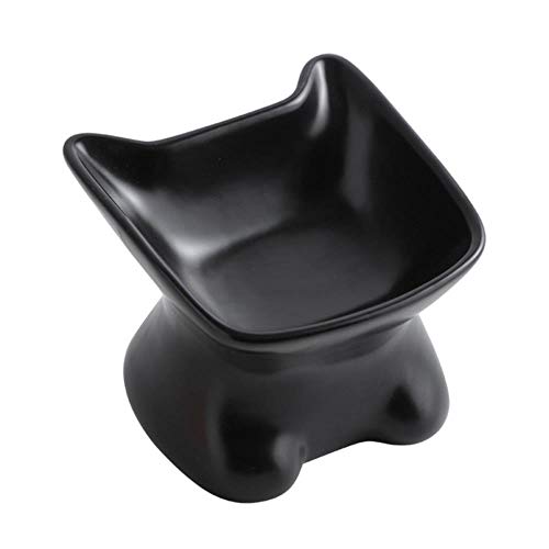 ARR Pet Ceramic Bowl Feeder for Feeding and Drink Water Pet Supplies,Black,S