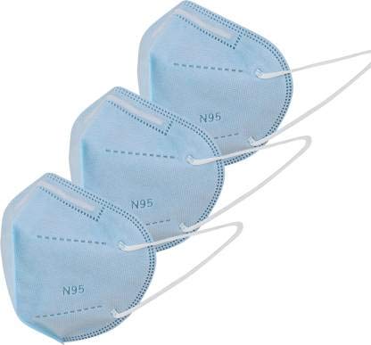 AIRCROSS N-95 MASK OF HIGH QUALITY (FDA,ISO,CE,DRDO and NIOSH Certified) : Anti-Pollution & Anti Virus Breathable Face Mask With and nose pin for best protection(3 PIECE,BLUE,FREE SIZE)