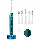 SANGKEE Cepillo de Dientes Eléctrico Potente Limpieza Sónica, 6 cabezales de cepillo Duponts, 5 modos, Carga rápida de 3...