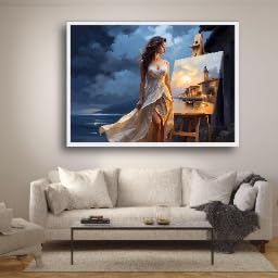 Toile peinte femme élégante en robe fluide XBTYKPB décor 60x90cm
