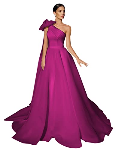 One Shoulder Prom Dresses Ball Gown Tulle Wedding Dress A-Line Formal Evening Gown with Bow