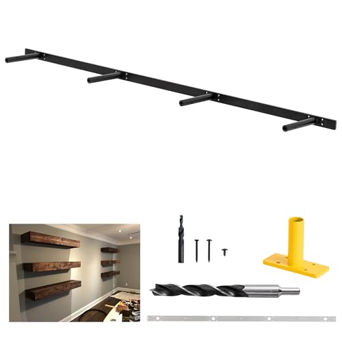 FIRMETAL Heavy Duty Floating Shelf Bracket 53 inch Hidden Shelf Bracket for Mantel and Shelving Max Load 200 lbs if Mounted on Studs Invisible Bracket for Floating Shelves (with Ease Build Kit)