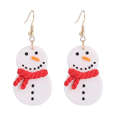 Cute Christmas Tree Snowman Star Shape Clay Dangle Earrings Colorful Christmas Style Earrings for Women Jewelry(B) Cover