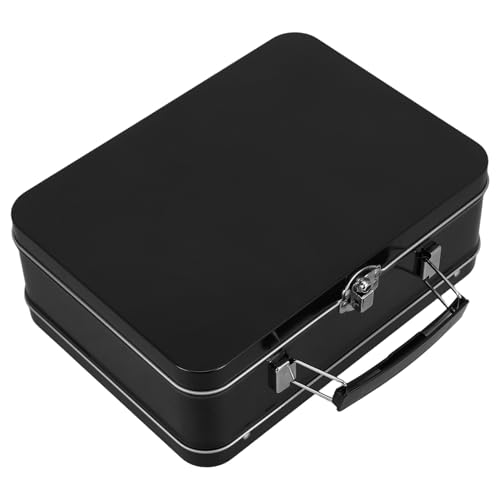 Mikikit Caja Pequeña de Hojalata con Tapa Abatible y Asa Caja de Metal Decorativa Negra de 205X15X75 CM con Cierre de Seguridad Adecuado para Almacenamiento de Joyas Recuerdos y Uso