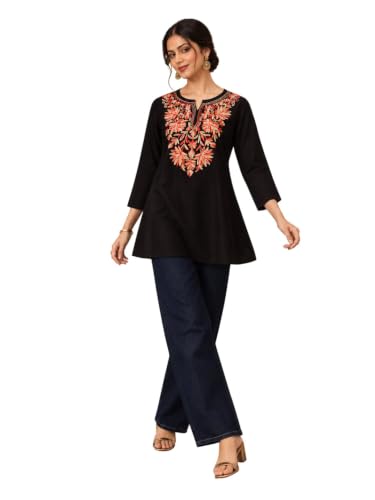 Image of QAZMI Women's Fiza Kashmiri A-Line Short Kurti