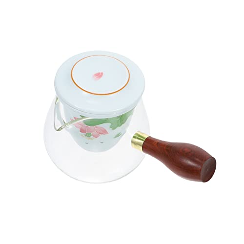 Angoily Tetera de Cristal con Filtro de Línea Tetera de Vidrio con Mango de Madera Mercancías del Té Mini- Oficina para… - Imagen 5