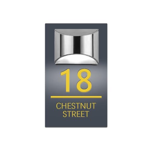 Custom Solar House Sign, Personalised House Number with Solar Light, Personalized Solar House Number Sign, Custom Outdoor Home Numbers Street Name LED Modern House Signs for Home/Yard (Gold)