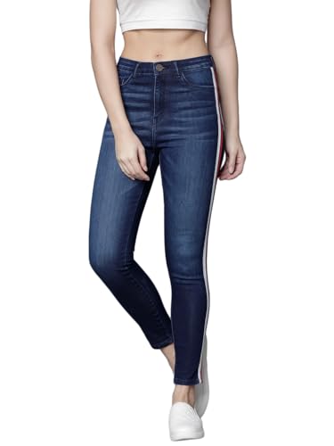 Image of Tokyo Talkies Women's Super Skinny Fit Cropped Jeans | Stretchable Mid-Rise Jeans Pant