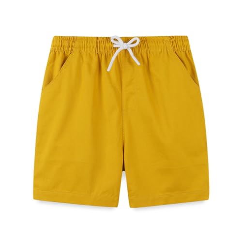 Moonker Cotton Shorts for Kids Boys Solid Color Elastic Waist Pull on Soft Breathable Pants Comfy Boy Shorts