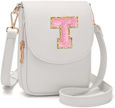 Crossbody Purse for Teen Girls Small Initial Cell Phone Toddler Purse Leather Triple Compartment Crossbody Bags