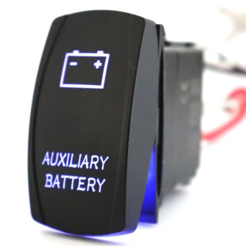 Interrupteur bateau et camping-car étanche 12V, bouton LED bleue batterie auxiliaire