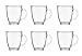 Lot de 6 tasses en verre avec poignée pour café, café, lait pour petit-déjeuner de 32 cl