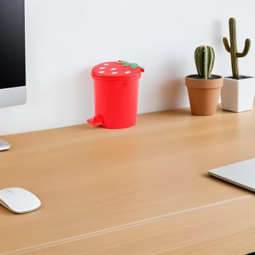 Mini caneca de basura de escritorio con tapa roja miniatura 7