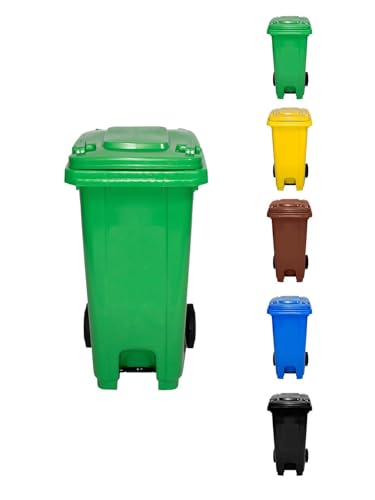 Jardin202 - Cubo de Basura 120 Litros con Pedal y Ruedas | Contenedor de Basura Robusto con PEDAL | 120 L (Verde)