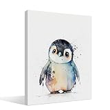 BIWSHA Baby Penguin Abstract Watercolor Wall Art Prints, Animal Pictures Wall Decor Penguin Nursery Art Painting Gift for Living Room Bedroom Kids Bathroom Office 11x14 Inch