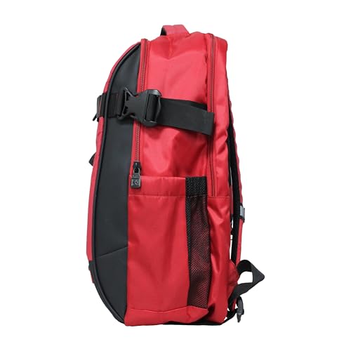 Image of SWISS MILITARY 30L Unisex Laptop Travel Backpack for 15.6-Inch Laptops - with Luggage Strap, Detachable Key Ring, Anti-Theft Pocket, Expandable Bottle Pocket for Office and College Use-Red