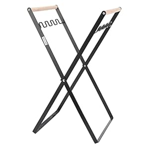 Faltbarer Müllsackständer, Müllsackhalter, Gummi-Holzgriff, Eisenständer, Zusammenklappbarer Kunststoff-Recyclingsackhalter für Den Innen- und Außenbereich(Schwarz)