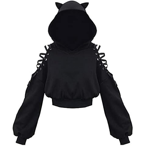 EUDOLAH Sudadera Corta con Capucha Orejas De Gato Cover