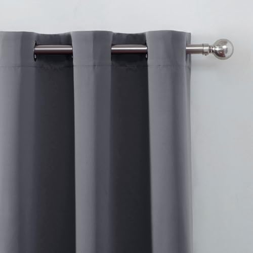 Image of LEMOMO Blackout Curtains 66 x 72 Inch Long Grey Curtains Set of 2 Panels Room Darkening Curtains for Bedroom and Living Room