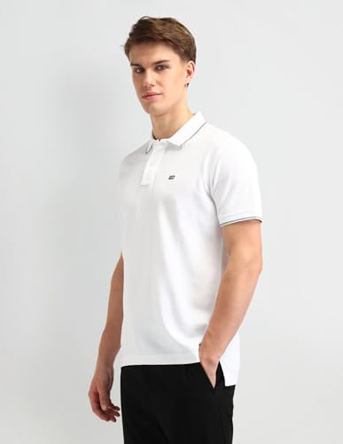 Image of Arrow Sport Men Regular fit Cotton Solid Short Sleeves Polo Shirt