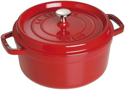 STAUB Cast Iron Round Cocotte, 4-Quart, Cherry -