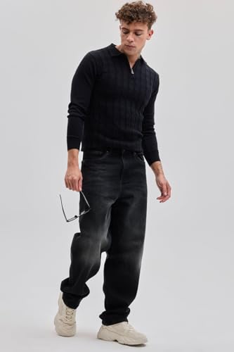 Image of SNITCH Black Knitted Polo T-Shirts