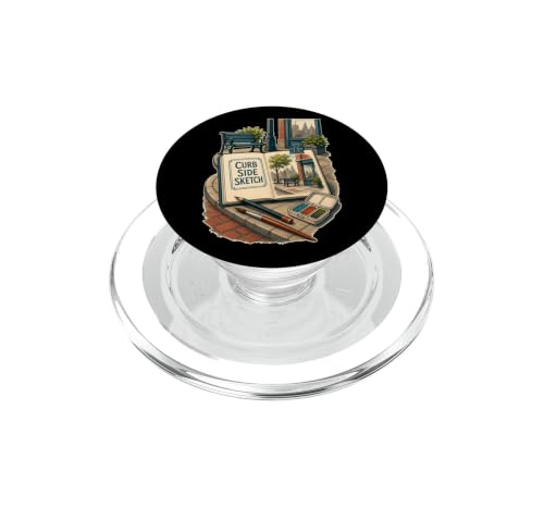 Curb Side Sketch Dibujo Ciudad Lápiz PopSockets PopGrip para MagSafe