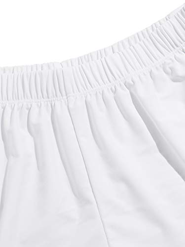 Verdusa Women's Pom Pom Trim Elastic Waist Swimsuit Bottom Boy Shorts White M #TOP1
