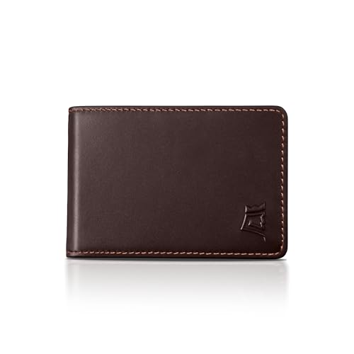 Kings Loot Wallet for Men | Minimalist Slim RFID Blocking Leather Design with Cash Pocket & Card Pull Strap | Holds 1-15 Cards | Stylish & Durable Wallets (Umber)