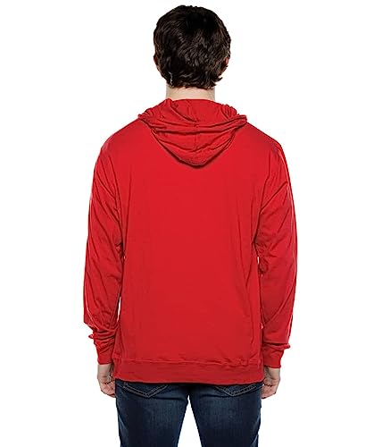 Cottonhood Lightweight Jersey Zip Hoodie for Men – Full Zip Casual Cotton Hoodie, Soft Long Sleeve (XS, Scarlet, 702)3