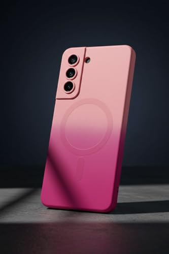 Image of amazon basics Gradient Mag-Safe Case for Samsung Galaxy S21FE 5G | Soft Silicone Shockproof Cover with Camera Protection | Slim Lightweight Design | Smooth Touch & Durable - Light and Dark Pink