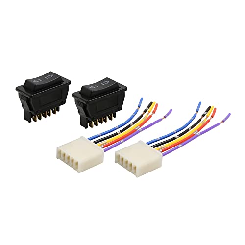 Uxcell 1 Set 5 Pin Dc 12V Car Power Window Glass Lift Switch With Wire Harness Socket Universal Black Replacement 4 In 1 #TOP9