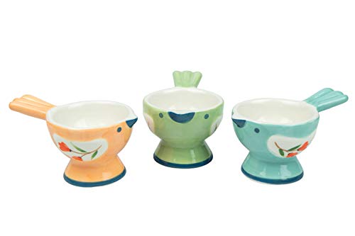 WD-Set of 3 Pcs Cute Bird Shape Ceramic egg cups for soft boiled eggs kids cup holder Egg holder - for Breakfast Brunchkitchenware home kitchen decoration or even a gift mix color