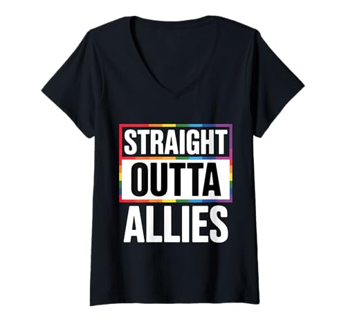 Mujer Straight Outta Ally Straight Ally LGBTQIA+ Camiseta Cuello V