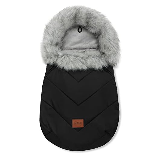 Bellochi Saco Silla Paseo Universal Saco Carro Bebe Invierno - Certificado Oeko-Tex - Saco Capazo Universal Acogedora y Cálida con Capucha Ajustable y Cuello de Piel Extraíble - Negro