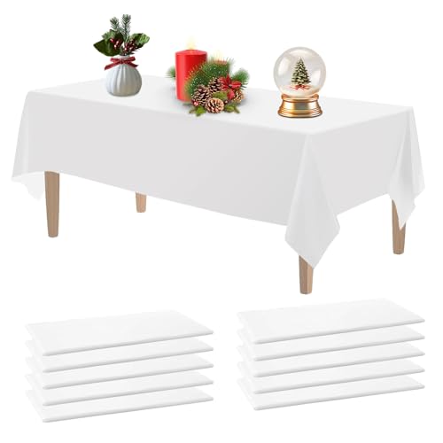 Einweg Tischdecke Weiß 10 Stück Kunststoff Tischdecke 137 x 274 cm...