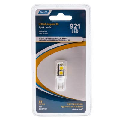 Camco 54623 LED RV Light Bulb, Bright White, 95 Lumens, 12-Volt - Quantity 6