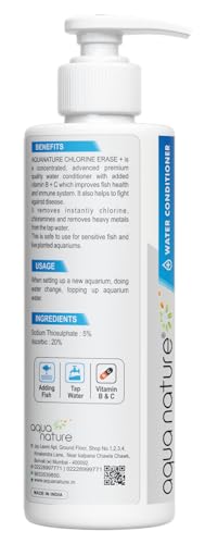 Image of AquaNature Chlorine Erase + Water Conditioner Concentrated Chlorine Remover +Vitamin B&C for Freshwater Aquarium (250ml)