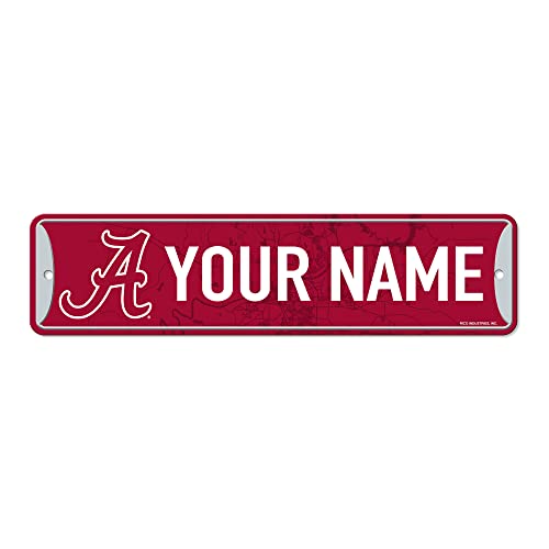 Rico Industries NCAA Alabama Crimson Tide Primary Personalized Metal Street Sign 4" x 15" Home Décor - Bedroom - Office - Man Cave
