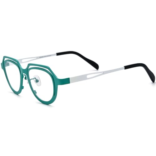 Image of FONEX Colorful Pure Titanium Glasses Frame Women Retro Round Eyeglasses